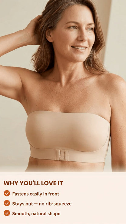 Front-Closing Strapless Bra — Smooth, Bare Back