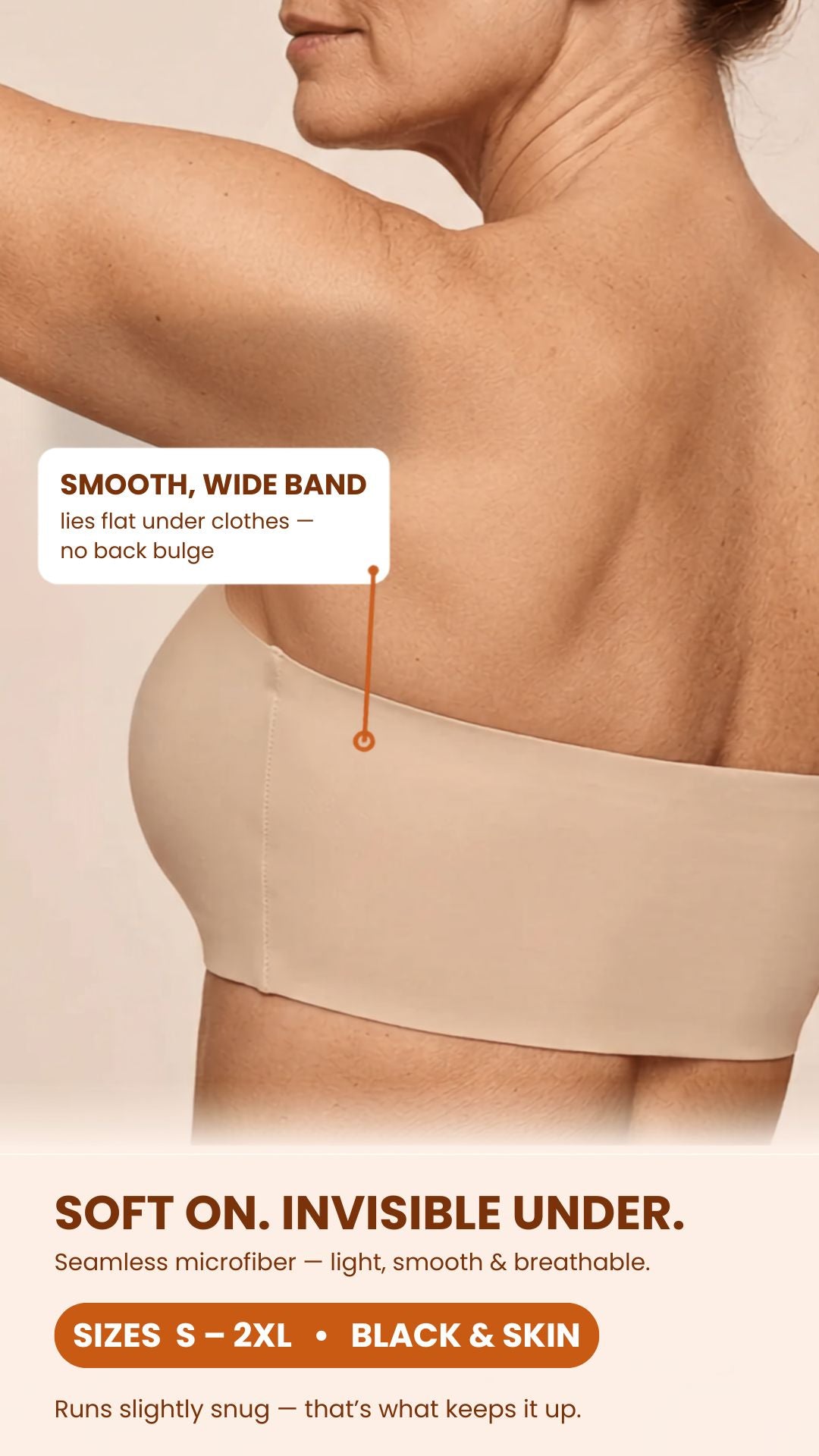 Front-Closing Strapless Bra — Smooth, Bare Back